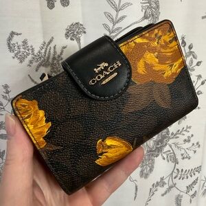 Coach Medium Corner Zip Wallet in Signature Canvas with Floral Print